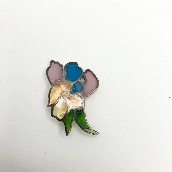 stained glasst floral brooch pin jewlery - Picture 2 of 6